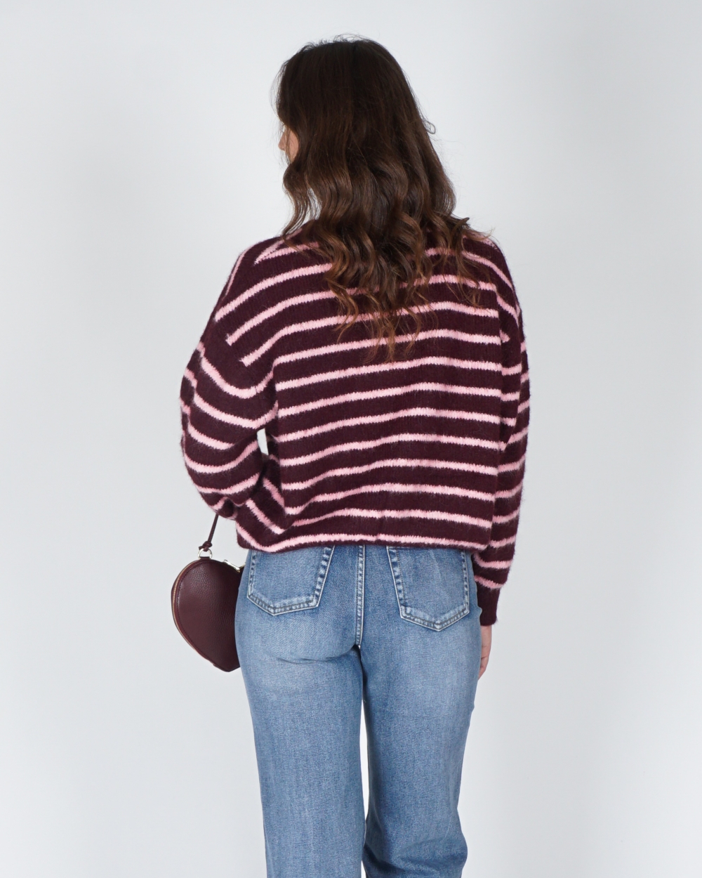 VEST MIA GESTREEPT BORDEAUX/ROZE
