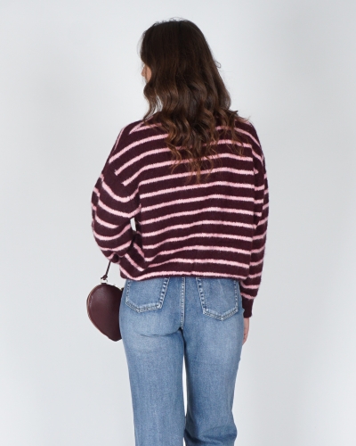 VEST MIA GESTREEPT BORDEAUX/ROZE