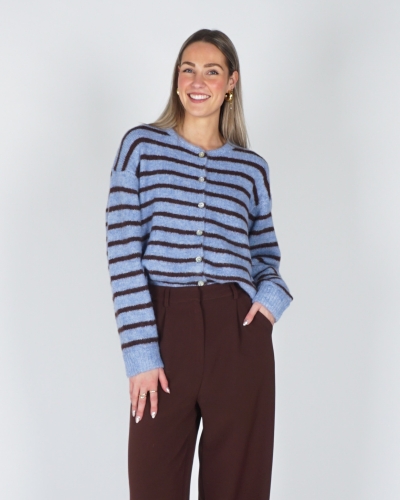 Gossip VEST MIA GESTREEPT BLAUW/BRUIN