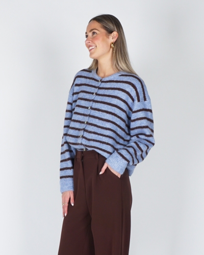 Gossip VEST MIA GESTREEPT BLAUW/BRUIN