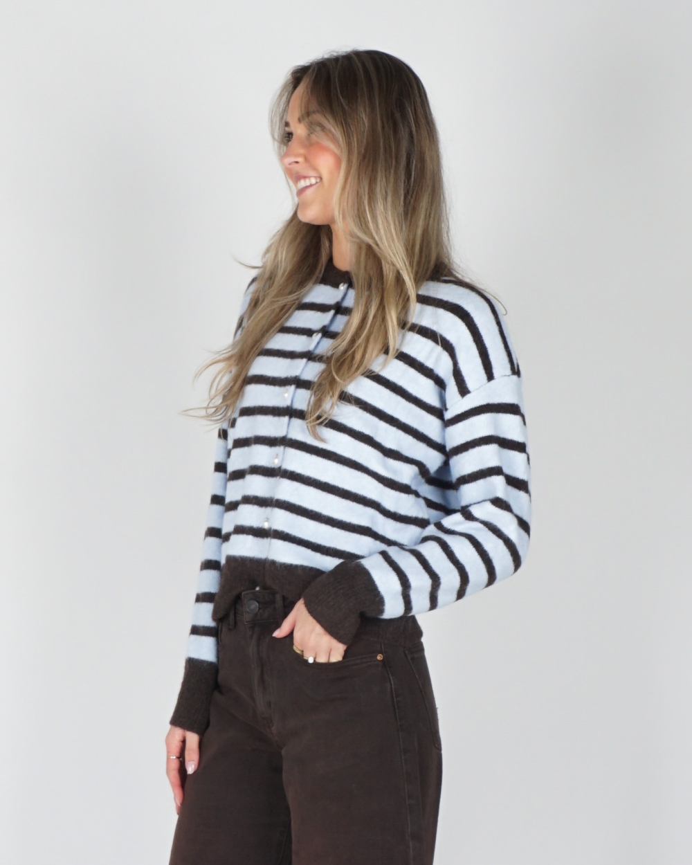 GESTREEPT VEST PAREL BRUIN/BLAUW
