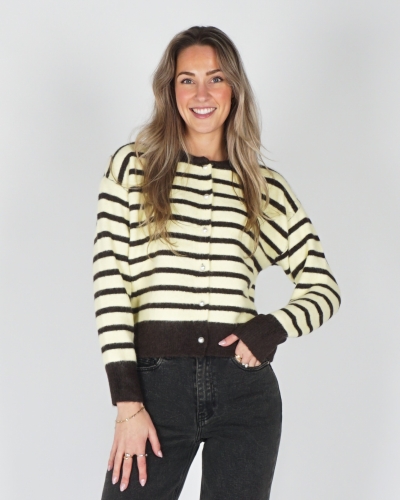 Gossip GESTREEPT VEST PAREL BRUIN/GEEL