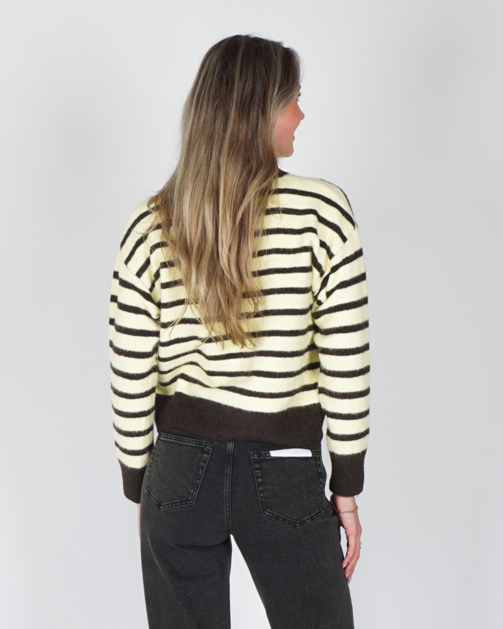GESTREEPT VEST PAREL BRUIN/GEEL