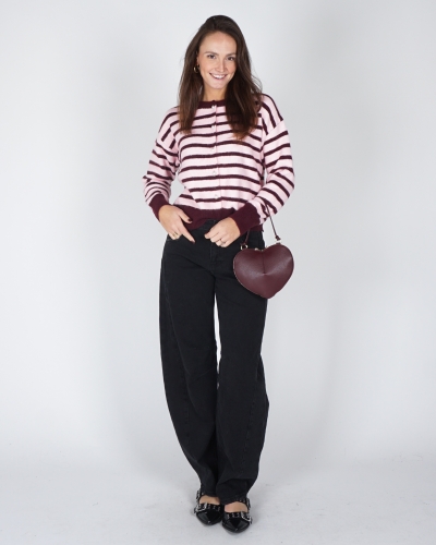 GESTREEPT VEST PAREL BORDEAUX/ROZE