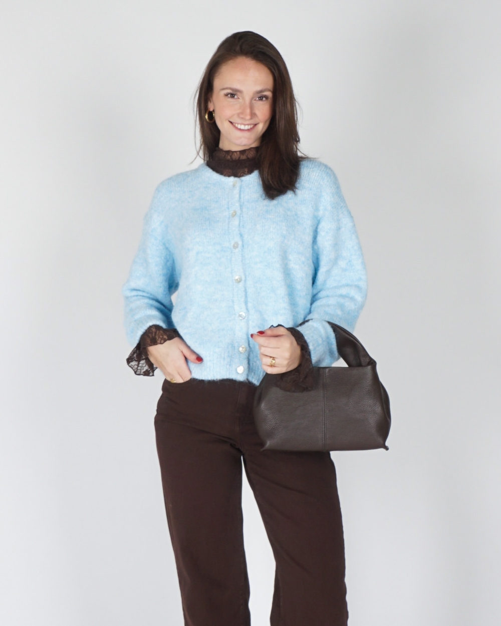 VEST BASIC MIA BLAUW MELANGE