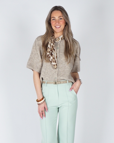 GEBREID VESTJE KORTE MOUW BEIGE