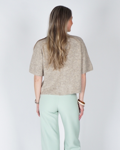GEBREID VESTJE KORTE MOUW BEIGE