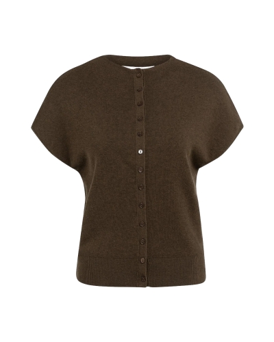 MOUWLOOS VEST MET KNOPEN DONKERBRUIN