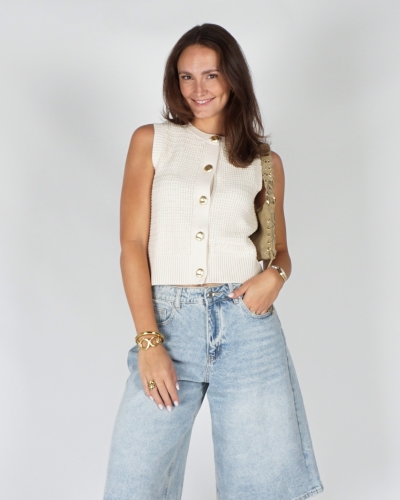 YAYA Mouwloos grofgebreid vest 01-010153-604