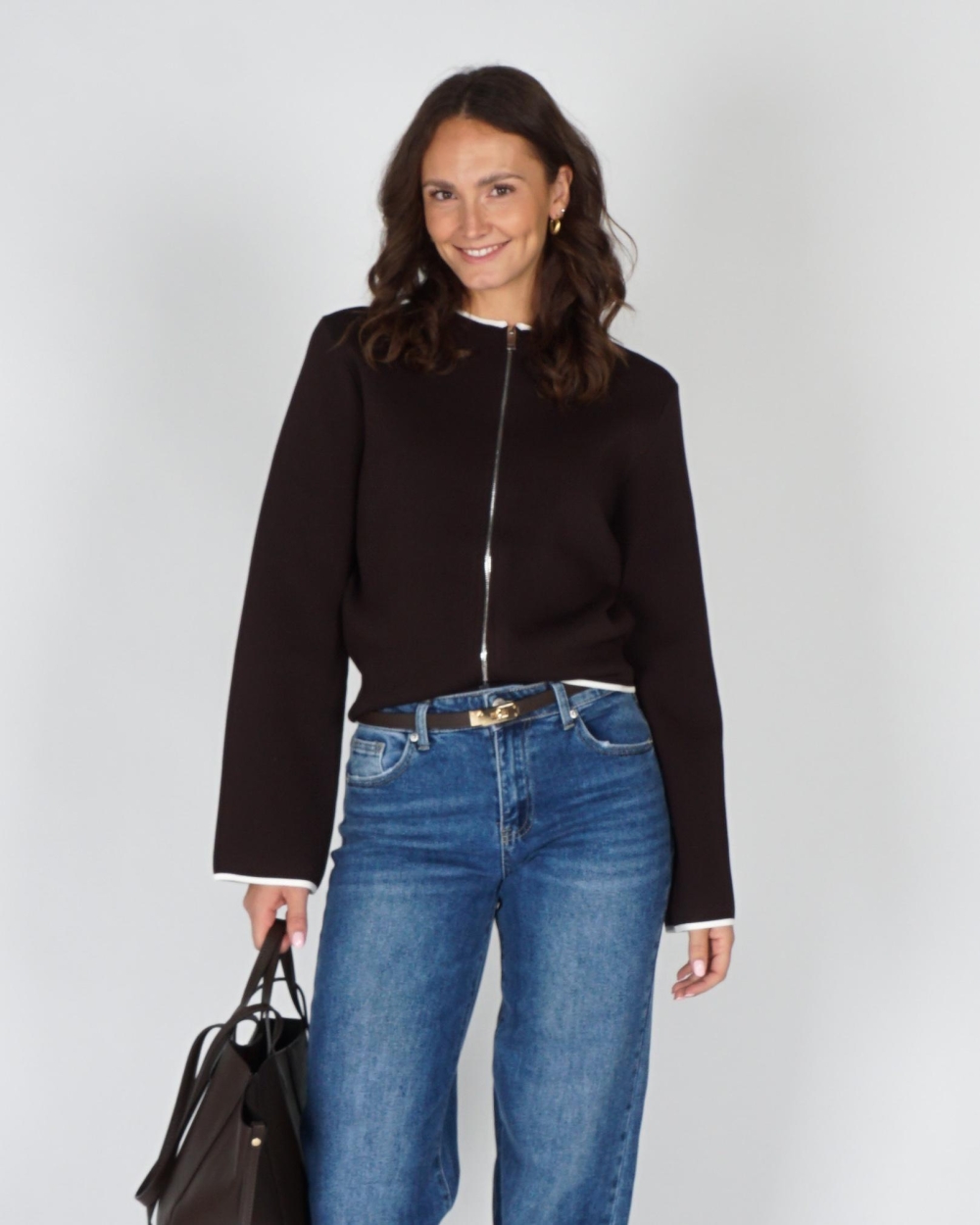 Neo Noir TWO-WAY ZIP VEST QUIANA Bruin