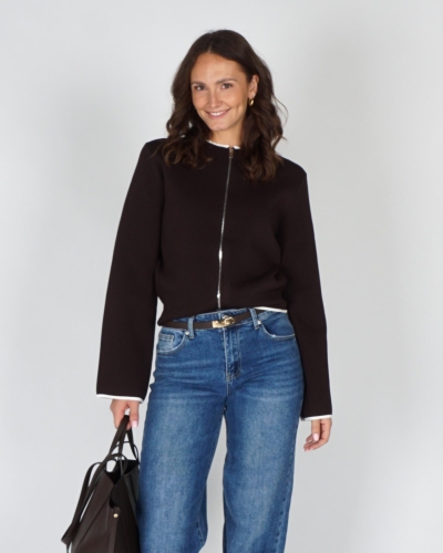 Neo Noir TWO-WAY ZIP VEST QUIANA Bruin