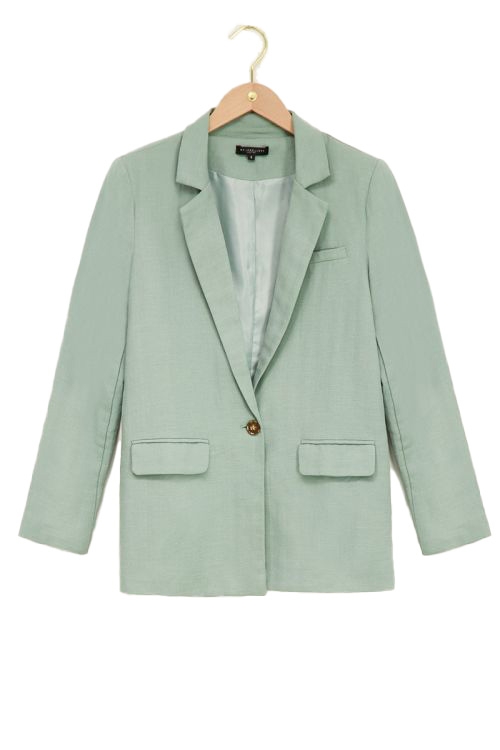 GROENE BLAZER LINNEN LOOK