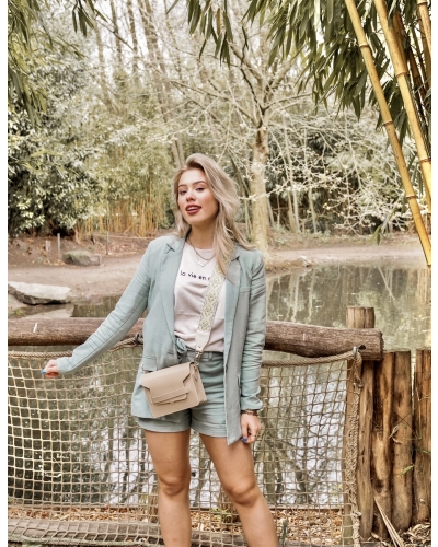 GROENE BLAZER LINNEN LOOK
