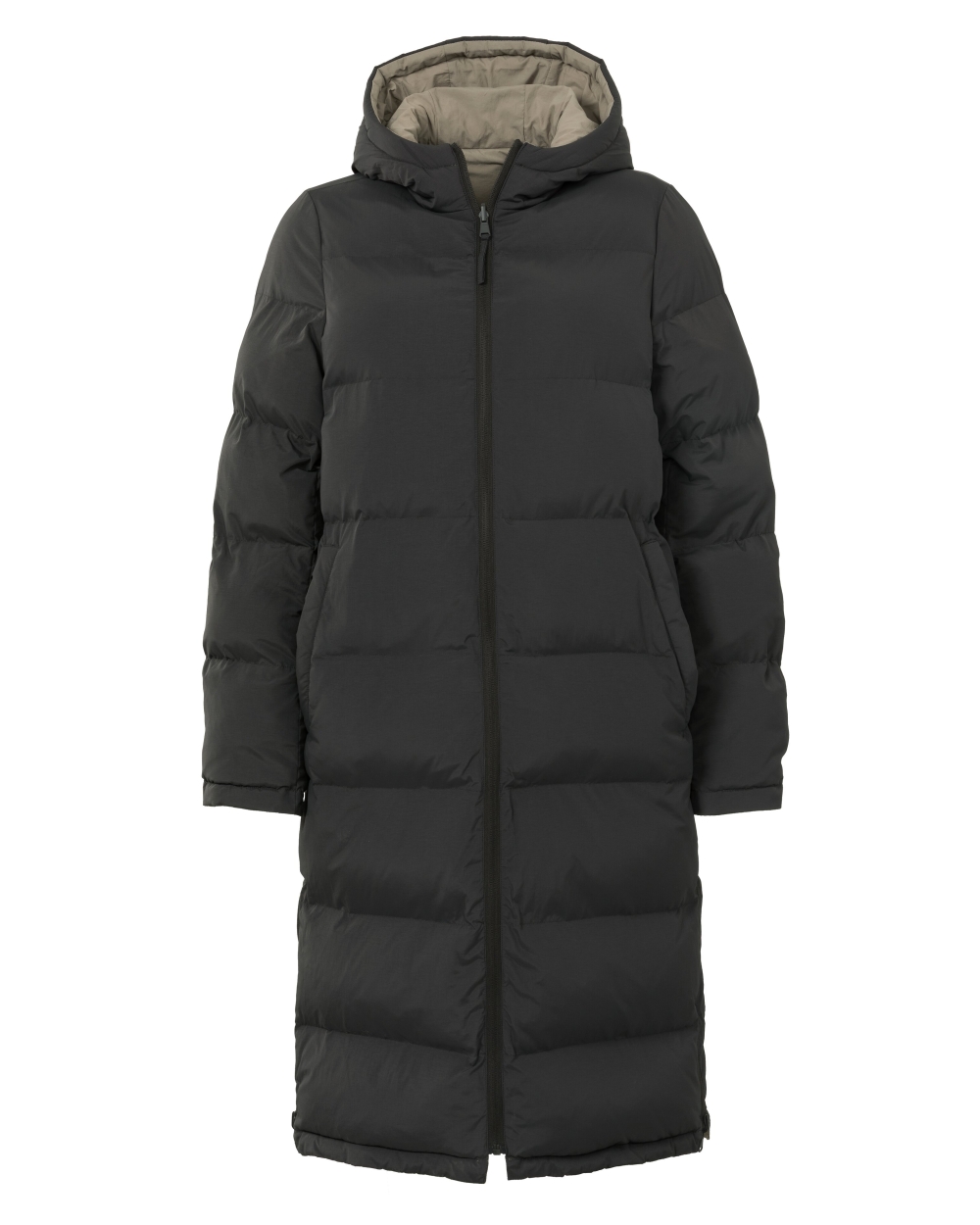 LONG REVERSABLE PUFFER JACKET ZWART