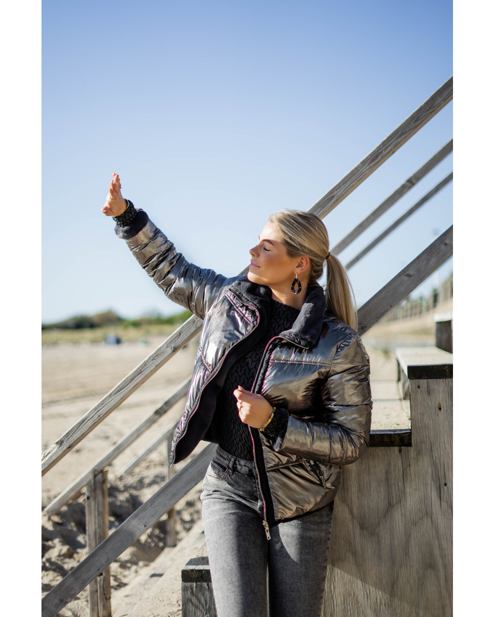 REVERSIBLE PUFFER JACK METALLIC
