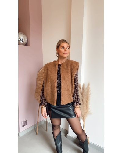 Gossip YUNA TEDDY GILET BRUIN