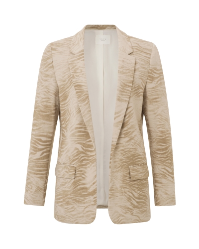 YAYA SCUBA BLAZER MET LANGE MOUWEN, ZAKKEN EN EEN DIERENPRINT 