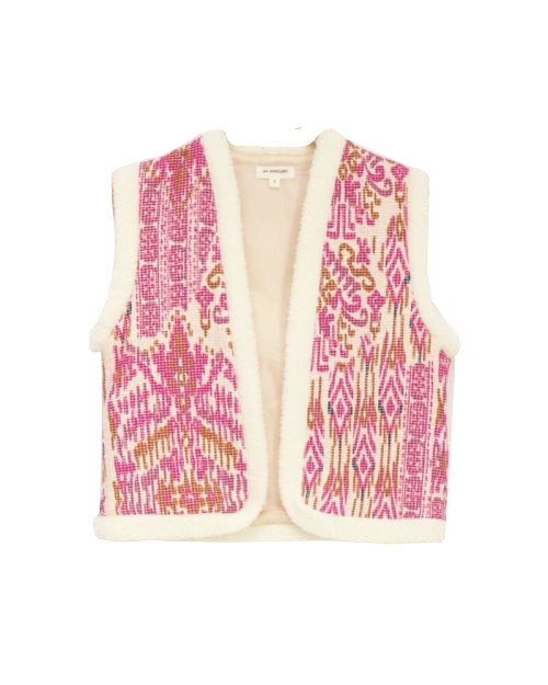 GILET WITH TEDDY AND AZTEK PRINT