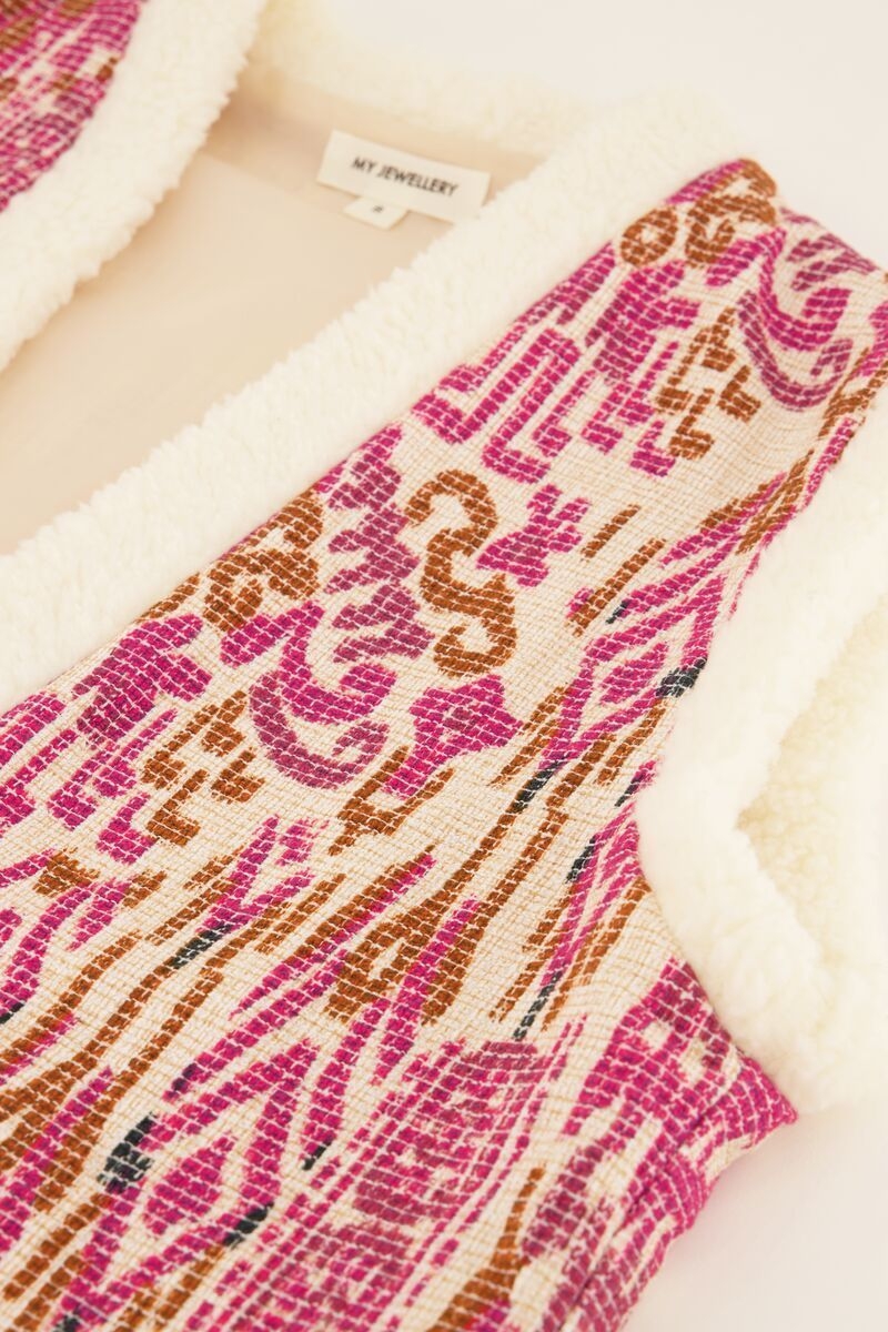 GILET WITH TEDDY AND AZTEK PRINT