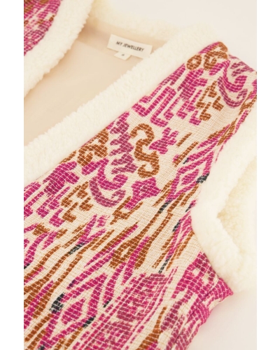 GILET WITH TEDDY AND AZTEK PRINT