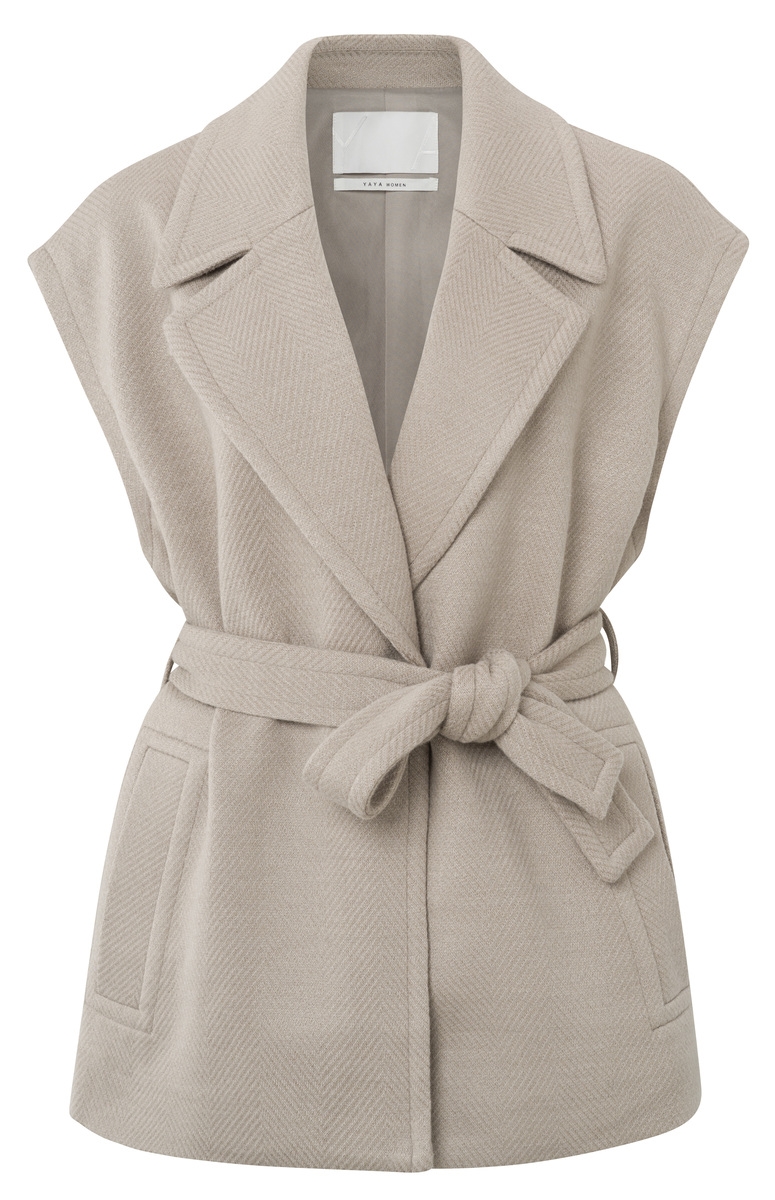 GILET MET VISSENGRAATMOTIEF BEIGE