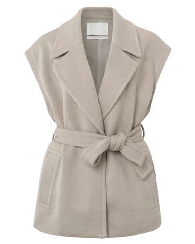 GILET MET VISSENGRAATMOTIEF BEIGE