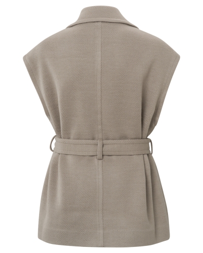 GILET MET VISSENGRAATMOTIEF BEIGE