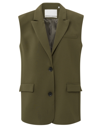 YAYA MOUWLOZE BLAZER MET ZAKKEN EN KNOPEN DONKERGROEN