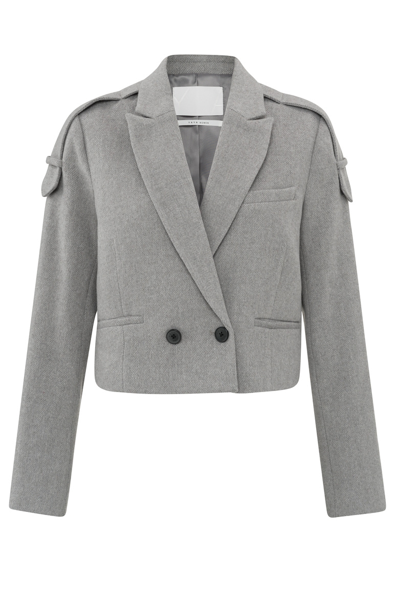 GEKROPTE VISSENGRAAT BLAZER GRIJS