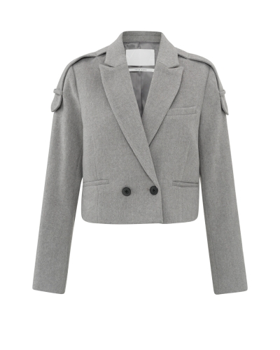 YAYA GEKROPTE VISSENGRAAT BLAZER GRIJS