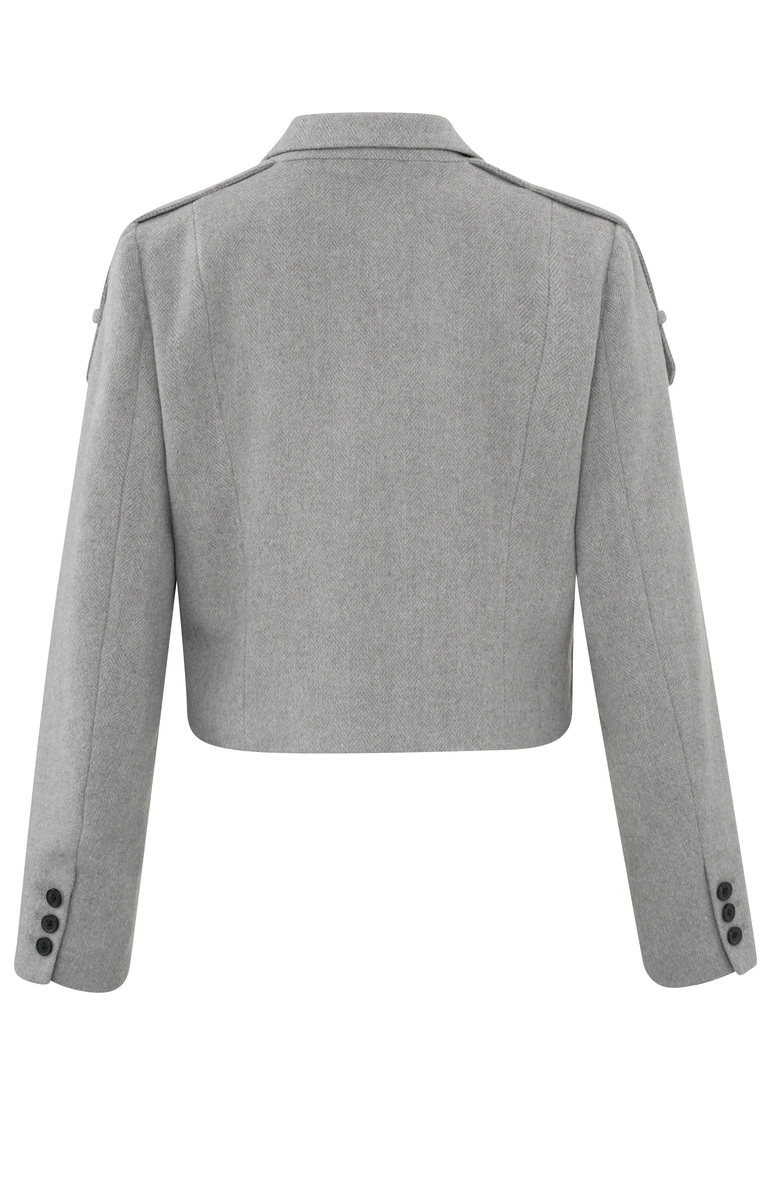 GEKROPTE VISSENGRAAT BLAZER GRIJS