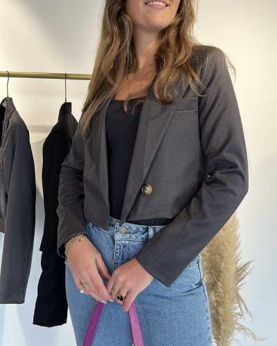 CROPPED BLAZER GRIJS