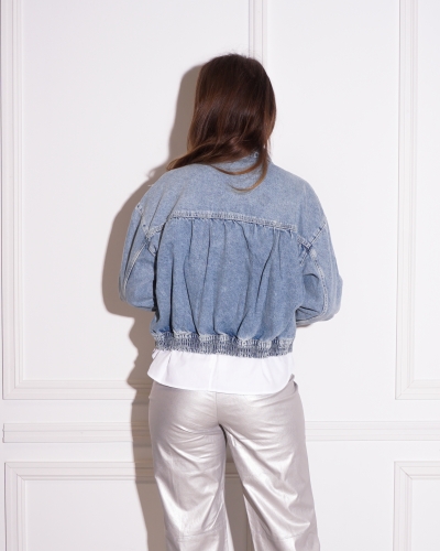 BOMBER SPIJKERJASJE DENIM BLAUW