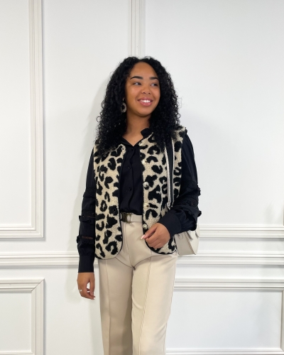 Gossip LEOPARD TEDDY GILET JANE