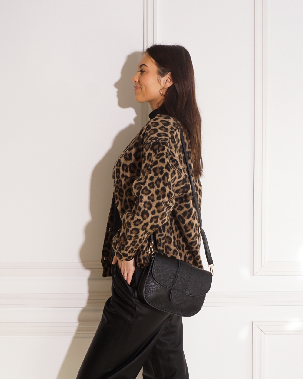 BOMBER LEOPARD BRUIN-ZWART