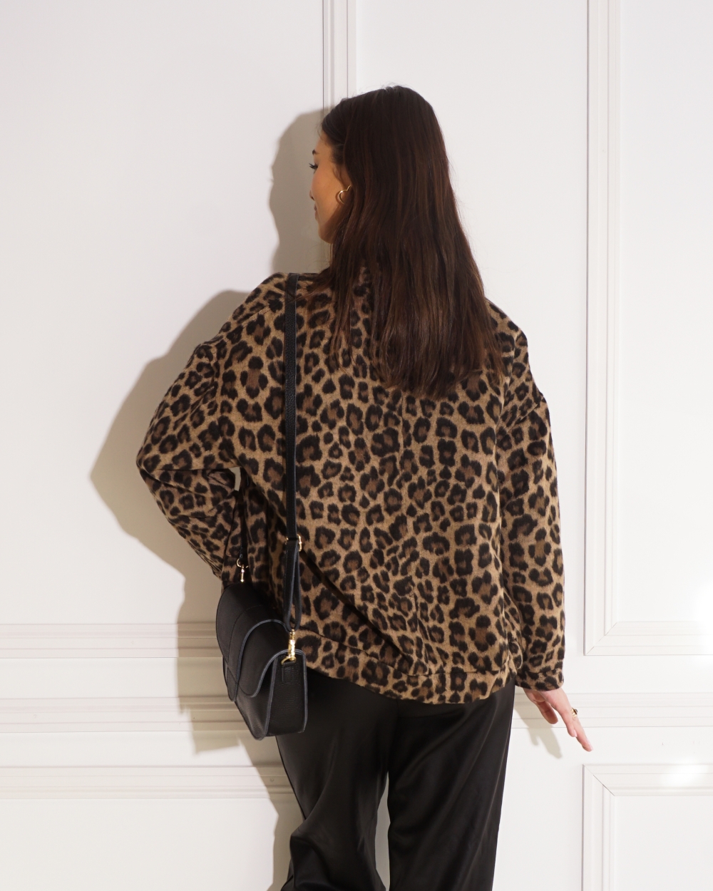 BOMBER LEOPARD BRUIN-ZWART