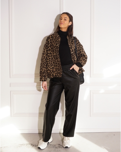 BOMBER LEOPARD BRUIN-ZWART