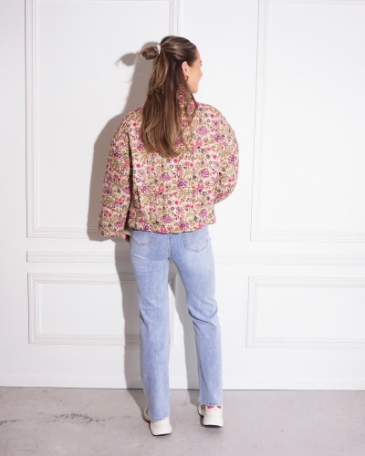 FLOWER PADDED JACKET ROZE 