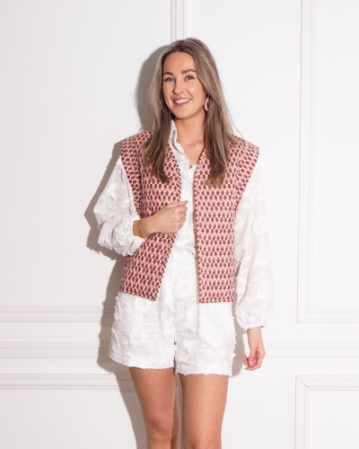 My Jewellery PADDED GILET BLOEMENPRINT ROZE