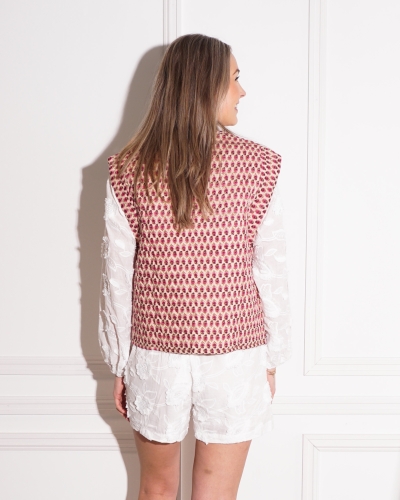 PADDED GILET BLOEMENPRINT ROZE