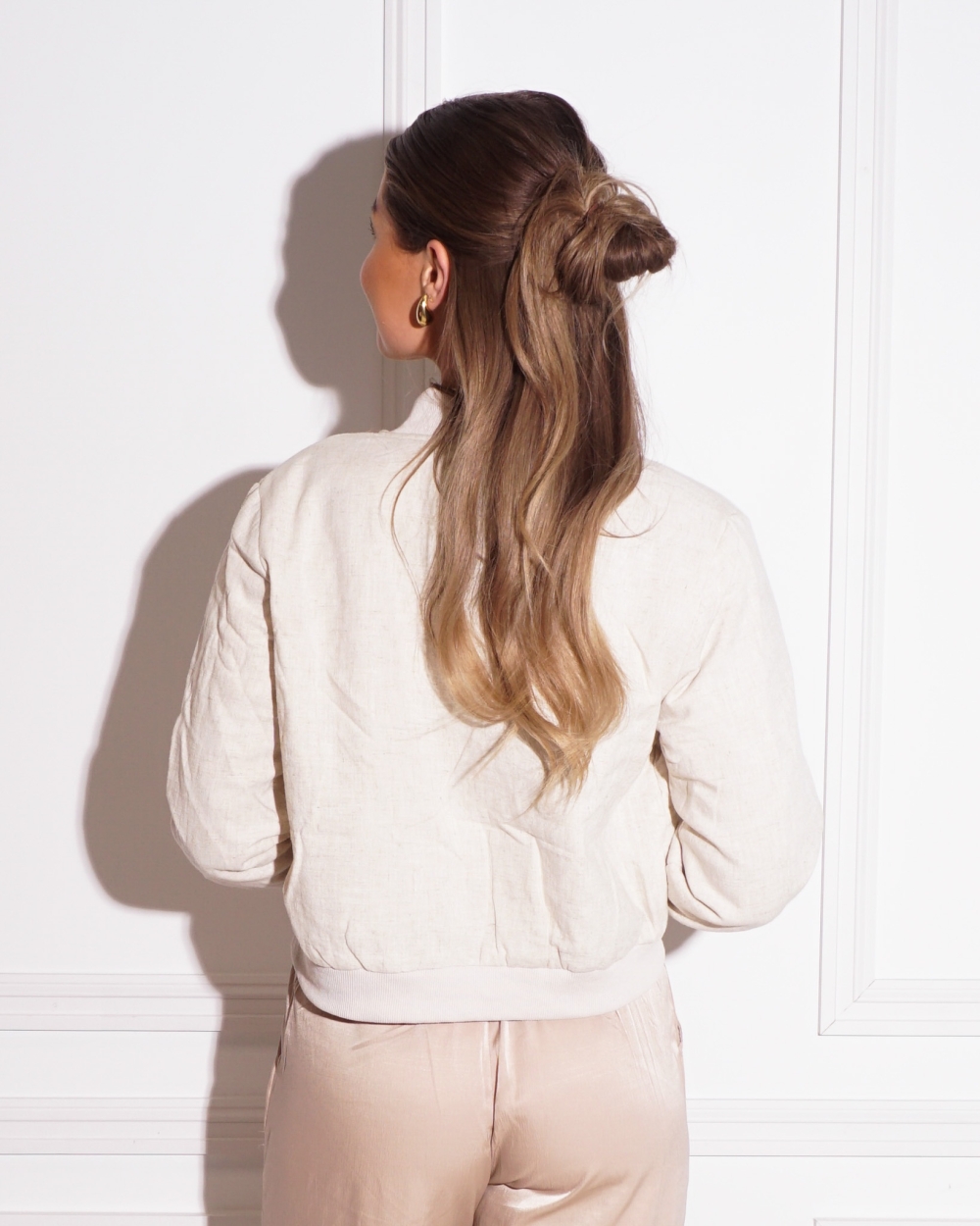 LINNEN BOMBER BEIGE