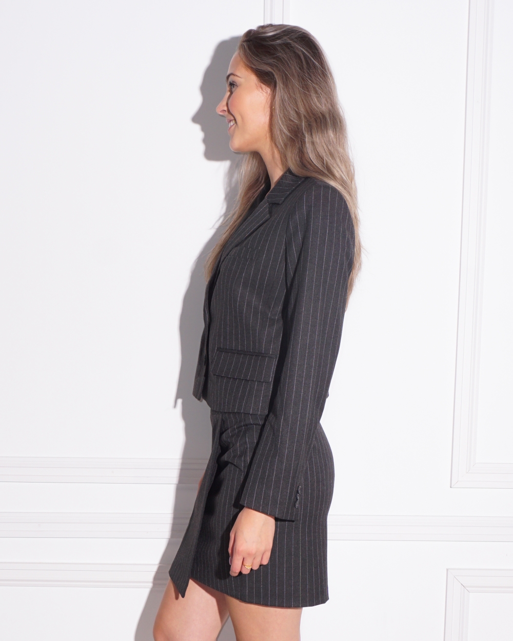 KRIJTSTREEP BLAZER ANTRACITE