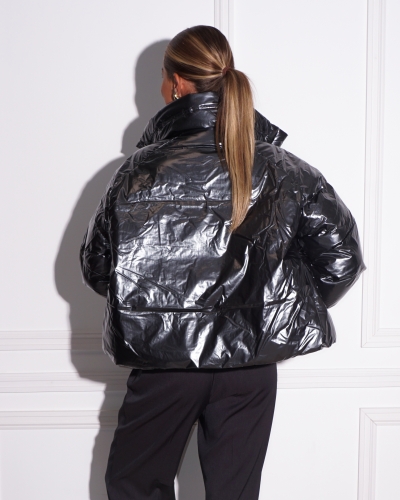 OVERSIZED CROPPED PUFFER METALLIC