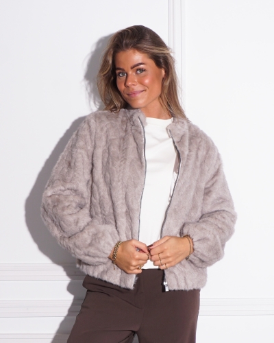 YAYA FLUFFY KORTE JAS GRIJS