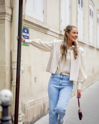 Gossip the Label LUREX TEDDY GILET ECRU