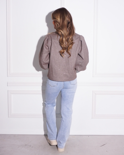 PUFF BLAZER STRASS TAUPE