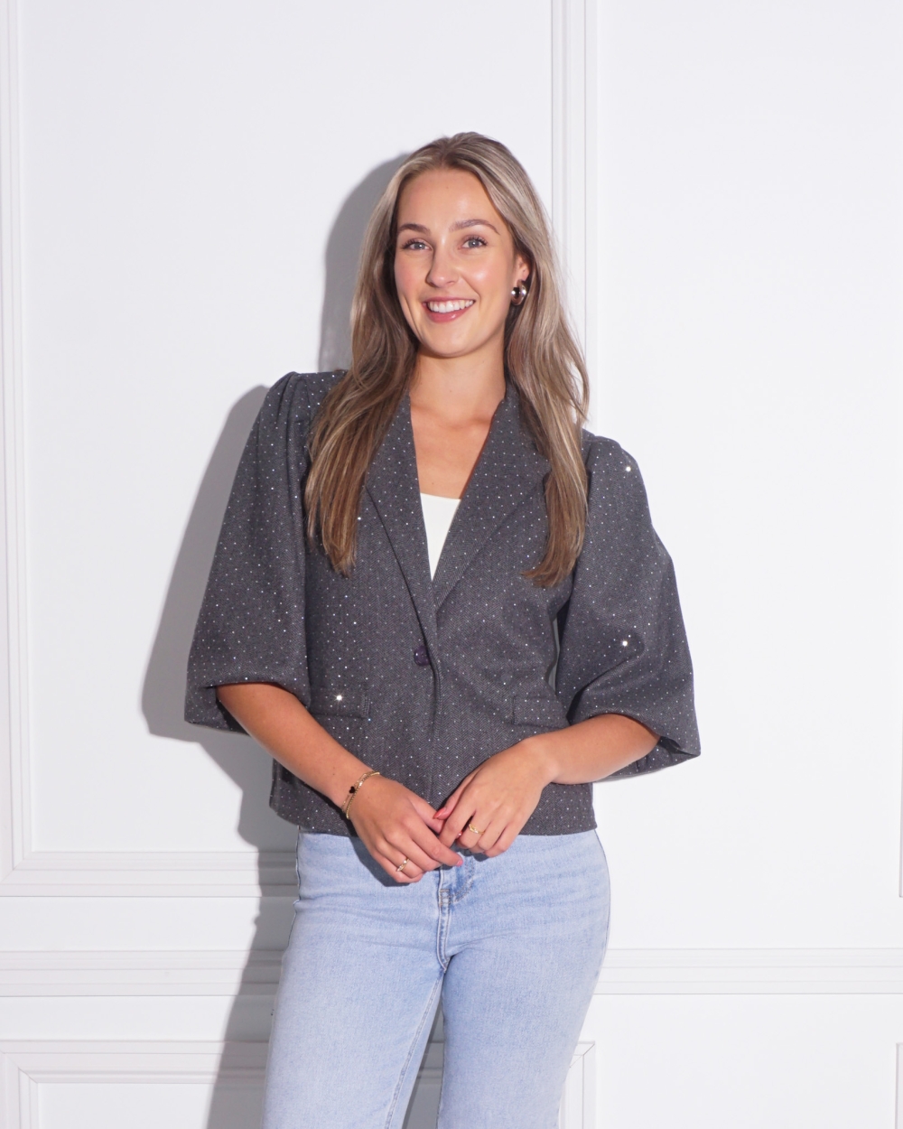 PUFF BLAZER STRASS GRIJS