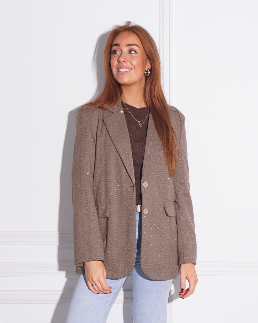 BLAZER STRASS SPLIT TAUPE 