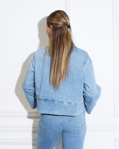 DENIM JACK MET ZAK DETAIL BLAUW