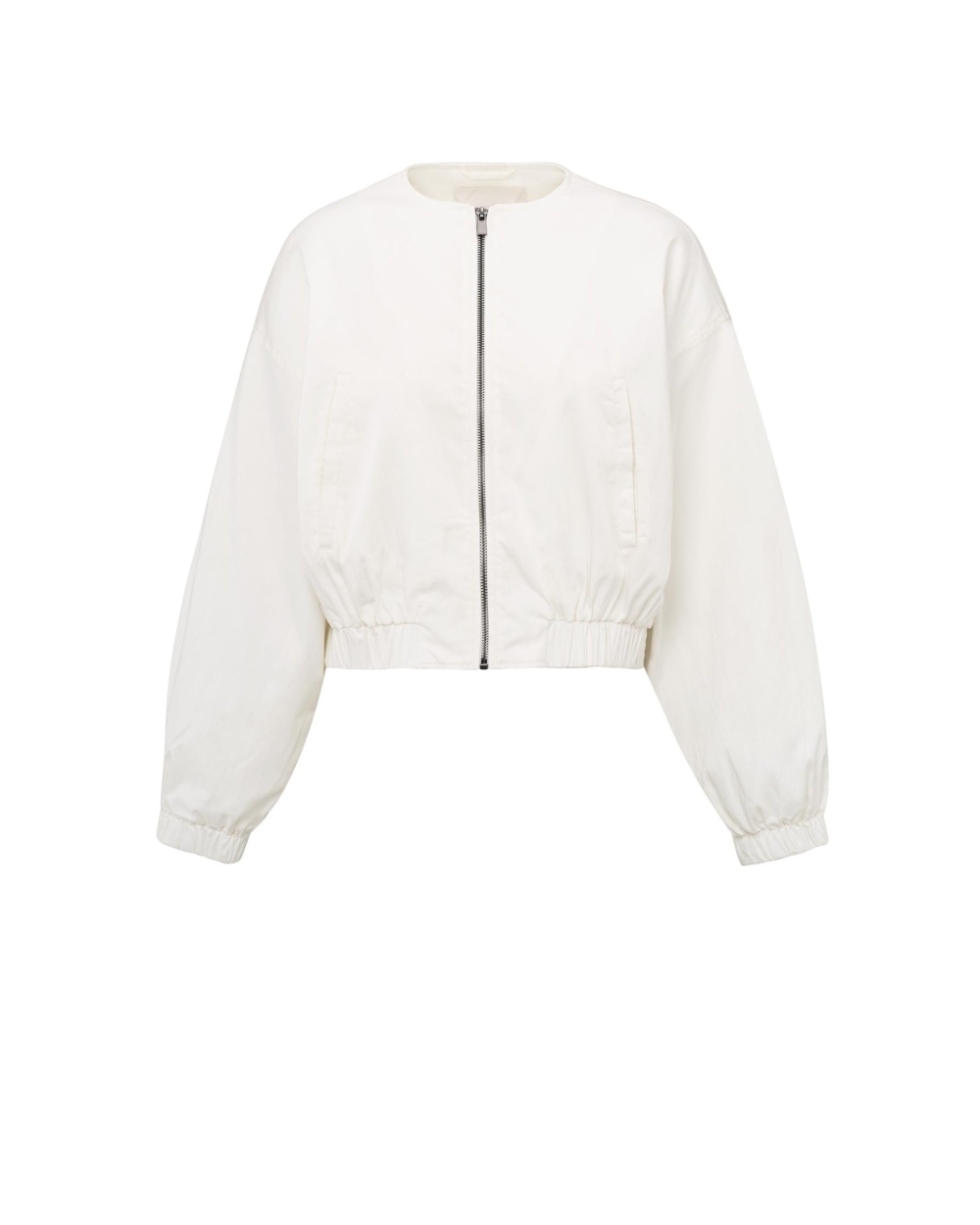 WOVEN CROPPED BOMBER JACKET OFF WHITE